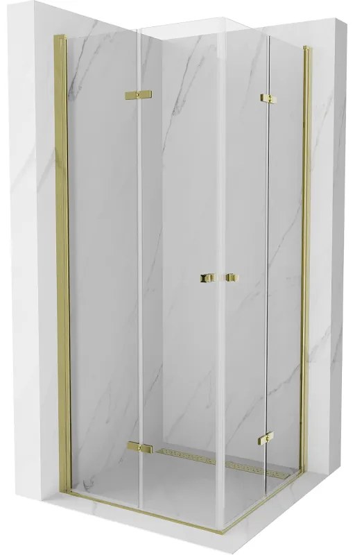 Mexen Lima Duo cabină de duș pliabilă 90 x 90 cm, transparent, Aurie - 856-090-090-50-00-02