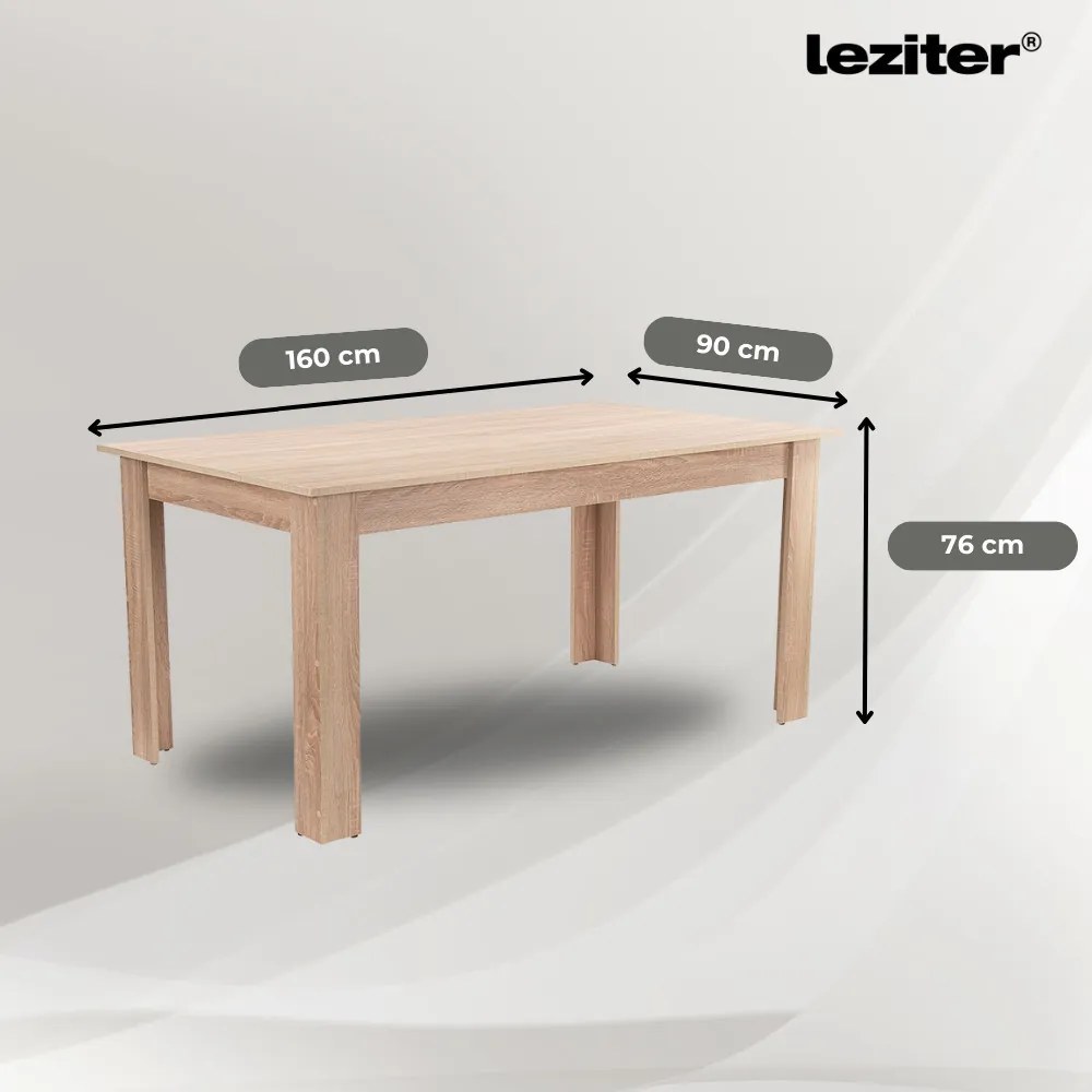 Set de masă Leon 6+1 stejar Sonoma-bej