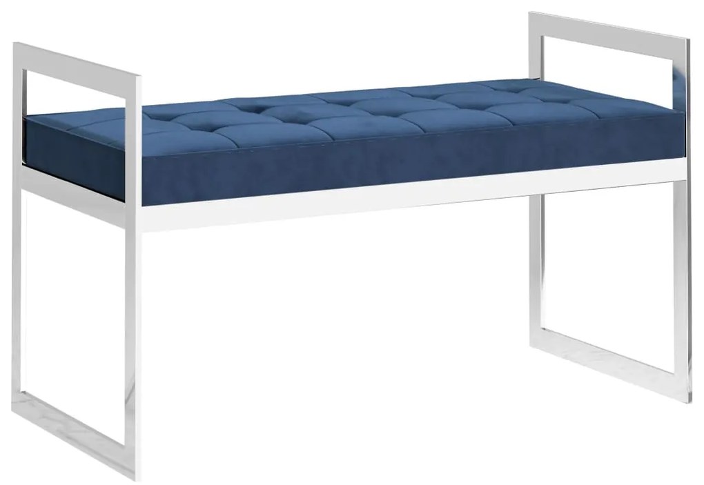 289043 vidaXL Banchetă, 97 cm, catifea albastru și oțel inoxidabil