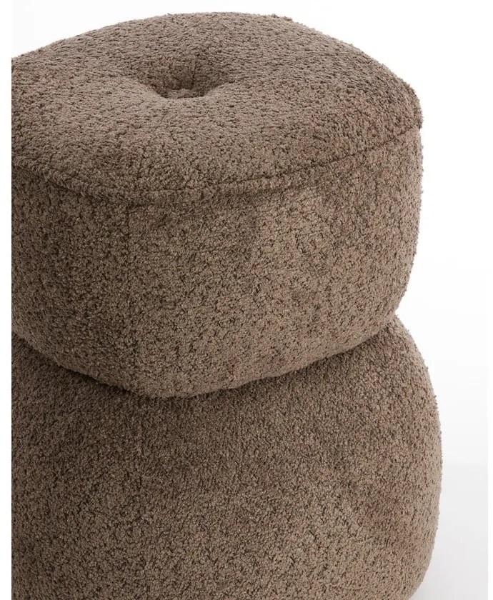 Taburet maro cu tapițerie din stofă bouclé Leyla – Light &amp; Living