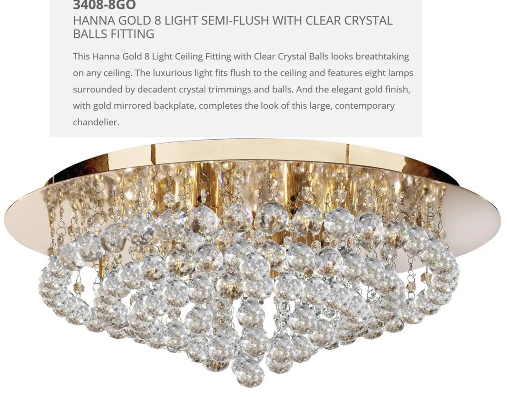 Lustra eleganta design modern Hanna gold 8L 3408-8GO SRT