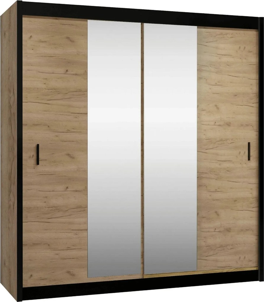 Dressing CRAFT, stejar craft/negru, PAL melaminat, 203x61x215 cm