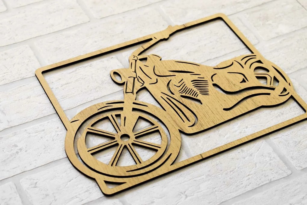 DUBLEZ | Tablou din lemn pentru perete - Motocicleta Chopper