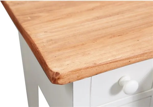 Birou, L100 48 H80 cm, 5 sertare, alb natur antic, lemn masiv