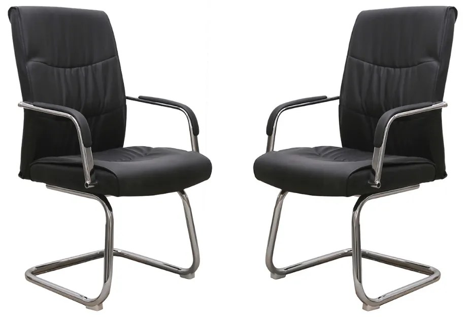 Set 2 scaune de vizitator Stanley CF, piele ecologica, negru