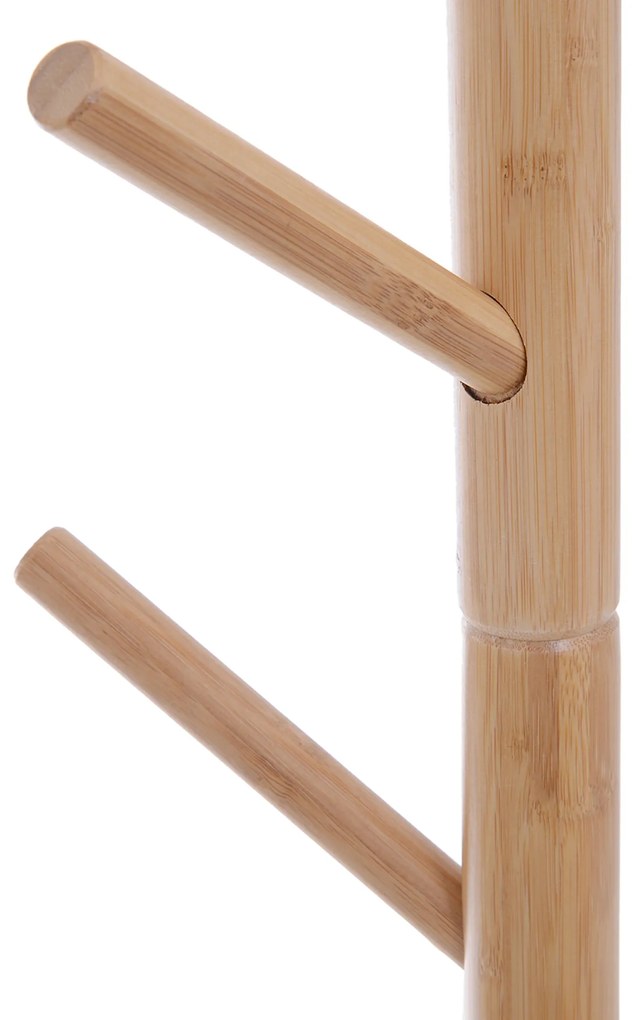 HOMCOM Bancă hol, cu un Cuier în Bambus, Design Modern, Spațiu de Depozitare, Alb și Lemn, 80x30x180 cm | Aosom Romania