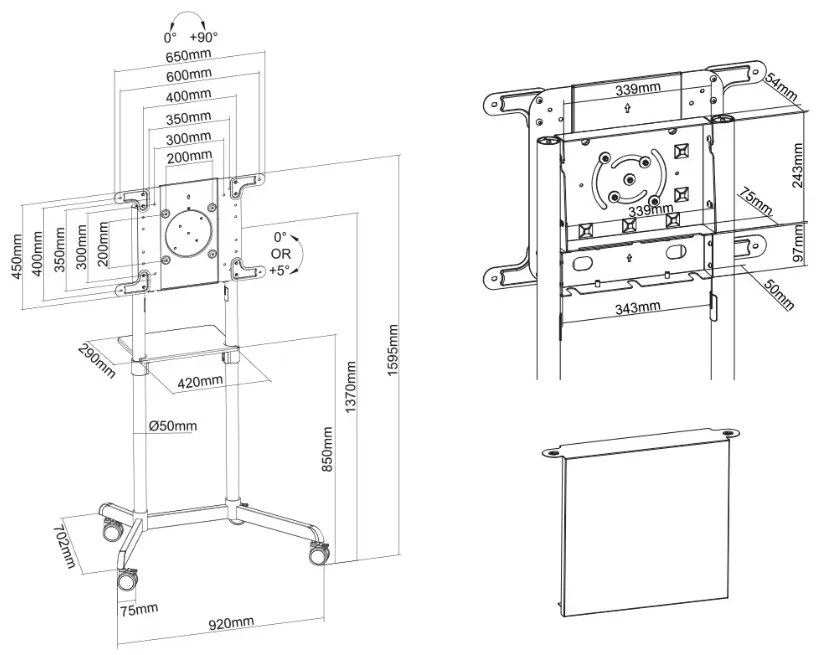 Stand podea mobil/fix NM 37"-70" 70kg ng