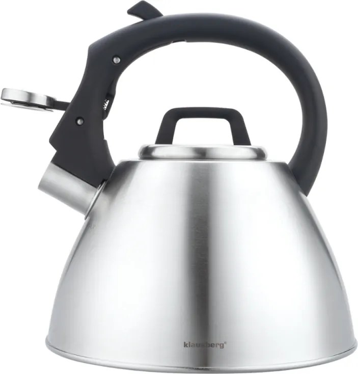 Fierbător fluierător Klausberg KB 7951, 2.5 l, Oțel inoxidabil, Mâner termoizolant, Inducție, Onix mat