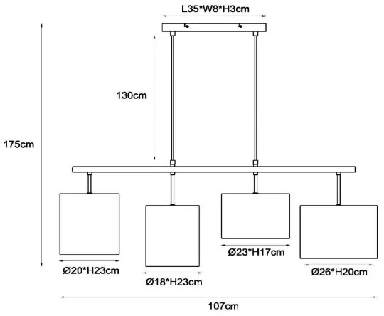 Lustră pe cablu Lucide 45409/04/38 MAYA 4xE27/40W/230V crem