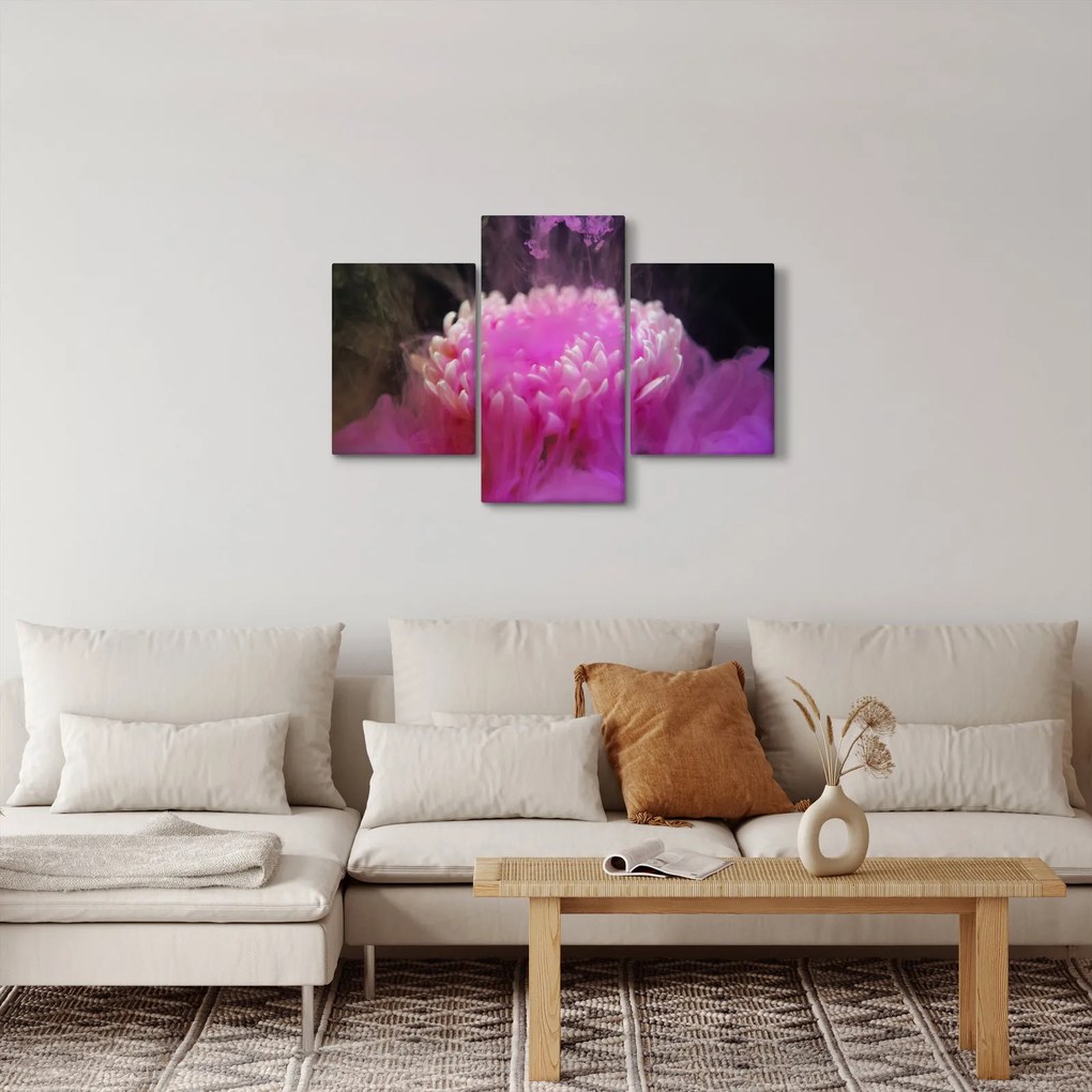 Tablou cu floare în fum roz (90x60 cm)