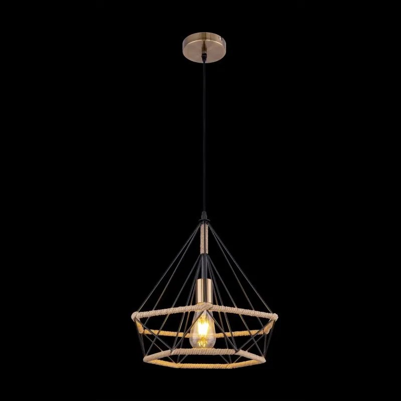 Pendul design industrial ULLEU negru, maro 38cm