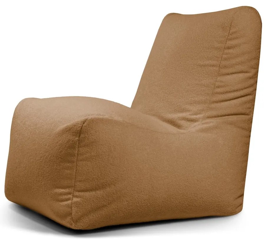 Fotoliu bean bag maro cu tapițerie din țesătură bouclé Seat Lounge – SLOWDOWN