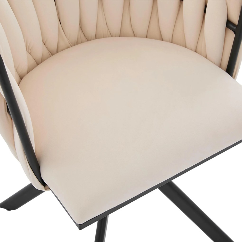 Set de 2 scaune pivotante din catifea, Fildeș | Aosom Romania