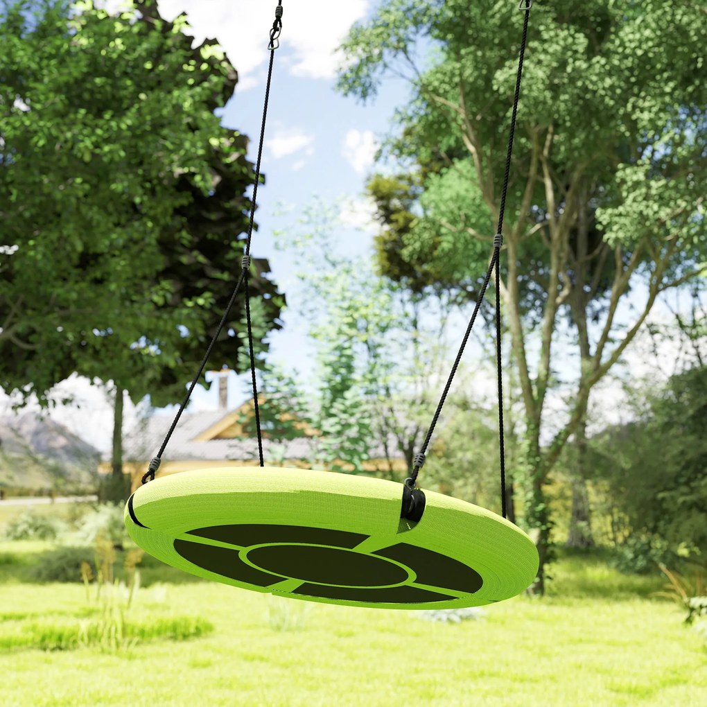 AIYAPLAY Balansoar cu nesă, Balansoar de grădină rotund, suport până la 150 kg, reglabil pe înălțime, Verde | Aosom Romania
