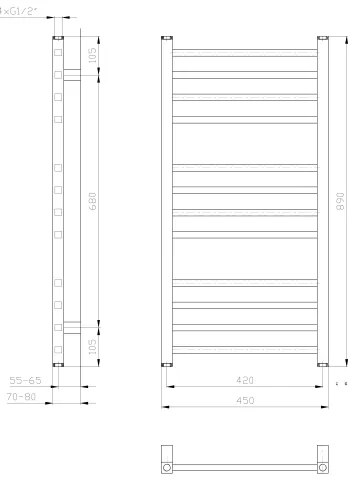 Sapho - Radiator de baie METRO, 266 W, 45 x 89 cm, alb