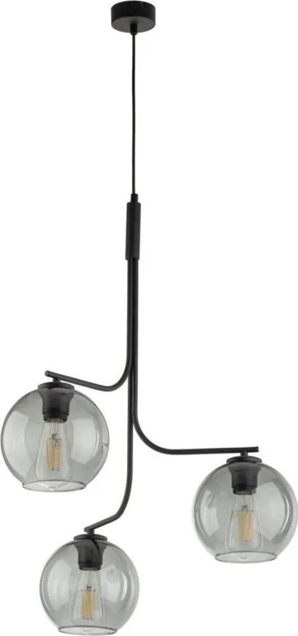 Lustră LED pe cablu CESAR 3xE27/15W/230V negru/gri fumuriu