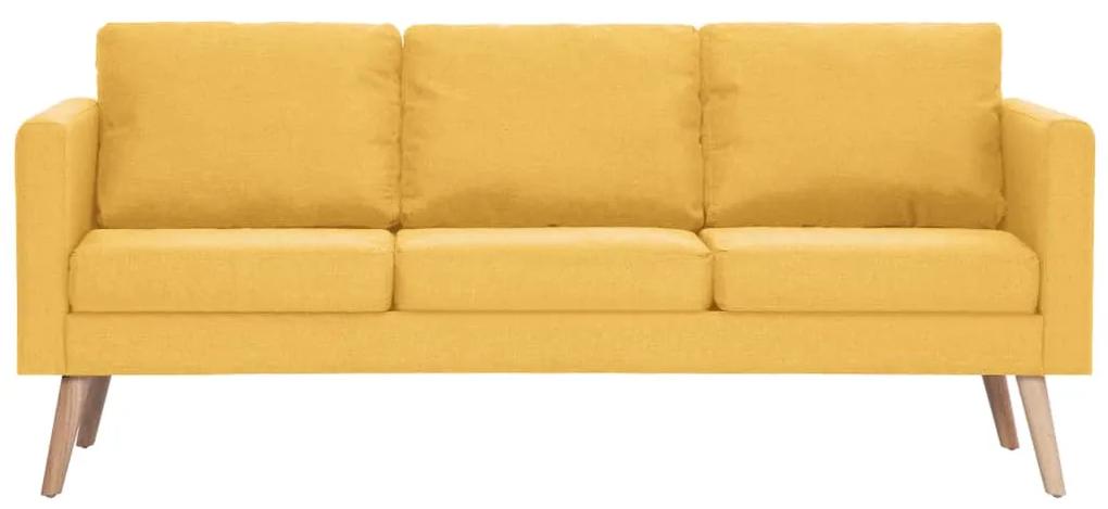 Canapea cu 3 locuri, galben, material textil Galben, Canapea cu 3 locuri