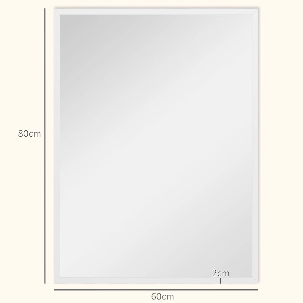 HOMCOM Oglindă Dreptunghiulară de Perete cu Cârlige, Sticlă și MDF, 60x80 cm, Negru | Aosom Romania