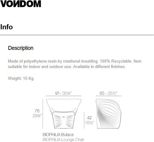 Fotoliu lounge design modern, exterior, interior, BIOPHILIA LOUNGE CHAIR 59002 Vondom