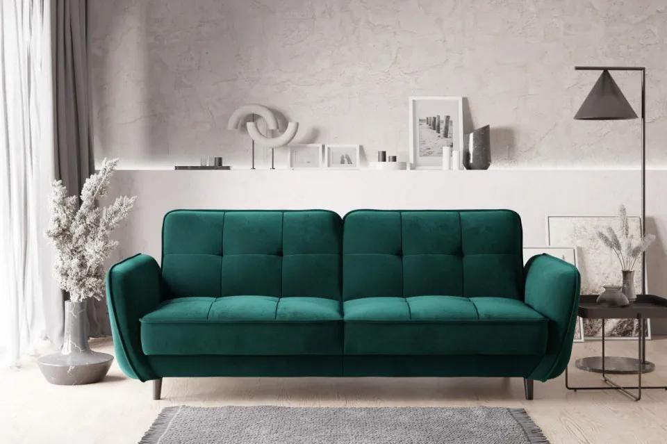 Canapea tapitata, extensibila, cu spatiu pentru depozitare, 220x83x90 cm, Bellis 04, Eltap (Culoare: Verde / Velvetmat 38)