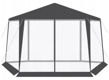 Pavilion pentru gradina, metalic, impermeabil, cu plasa de tantari, gri, 400x195x250 cm
