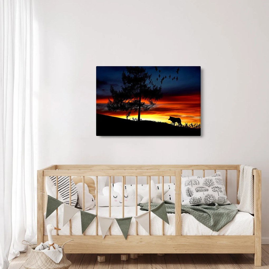 Tablou - Silueta unui lup (90x60 cm)