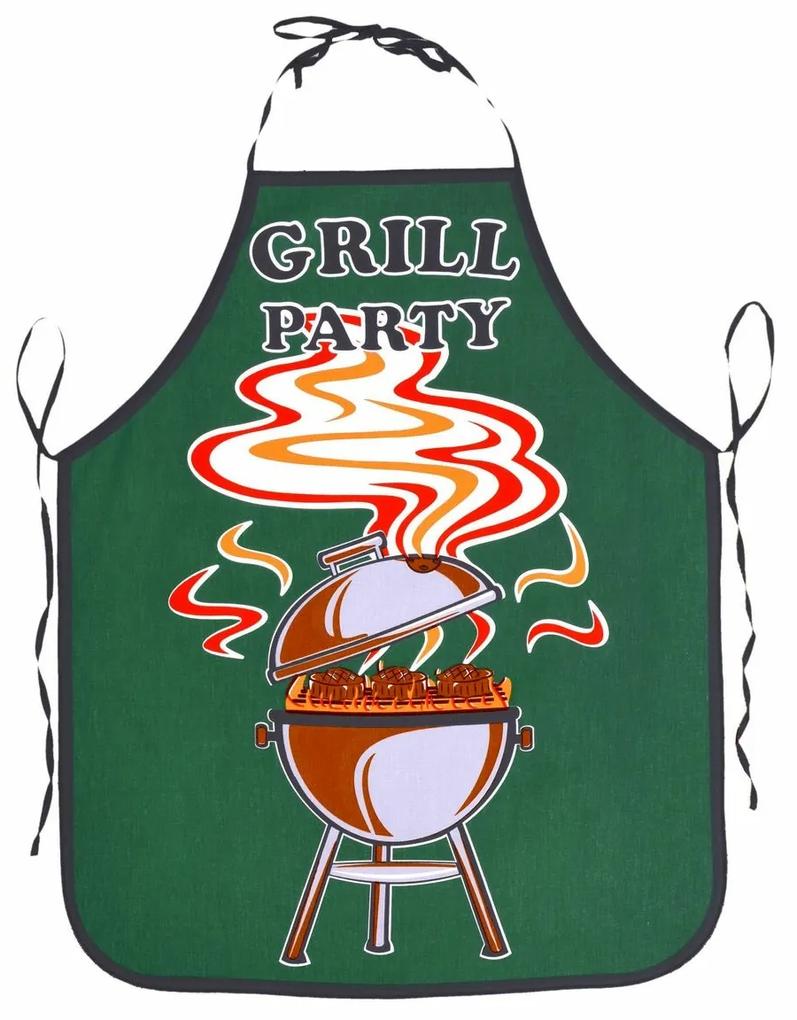 Șorț de bucătărie Grill party verde, 63 x 75 cm
