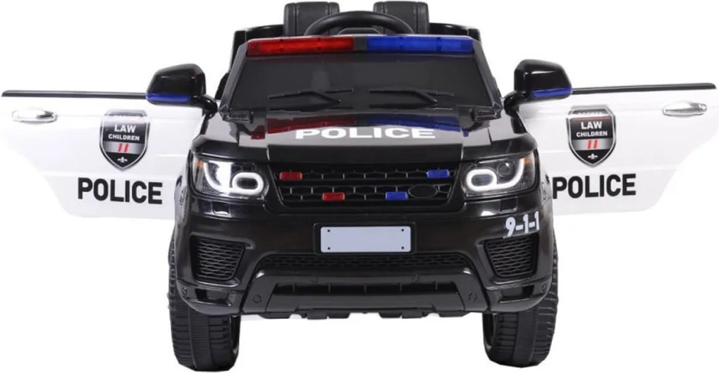 Masinuta Electrica de politie cu acumulator pentru copii NOVOKIDS™ Police Squad SUV , Cu girofar fata/spate, Melodii si USB , 3-6 ani , Usi cu