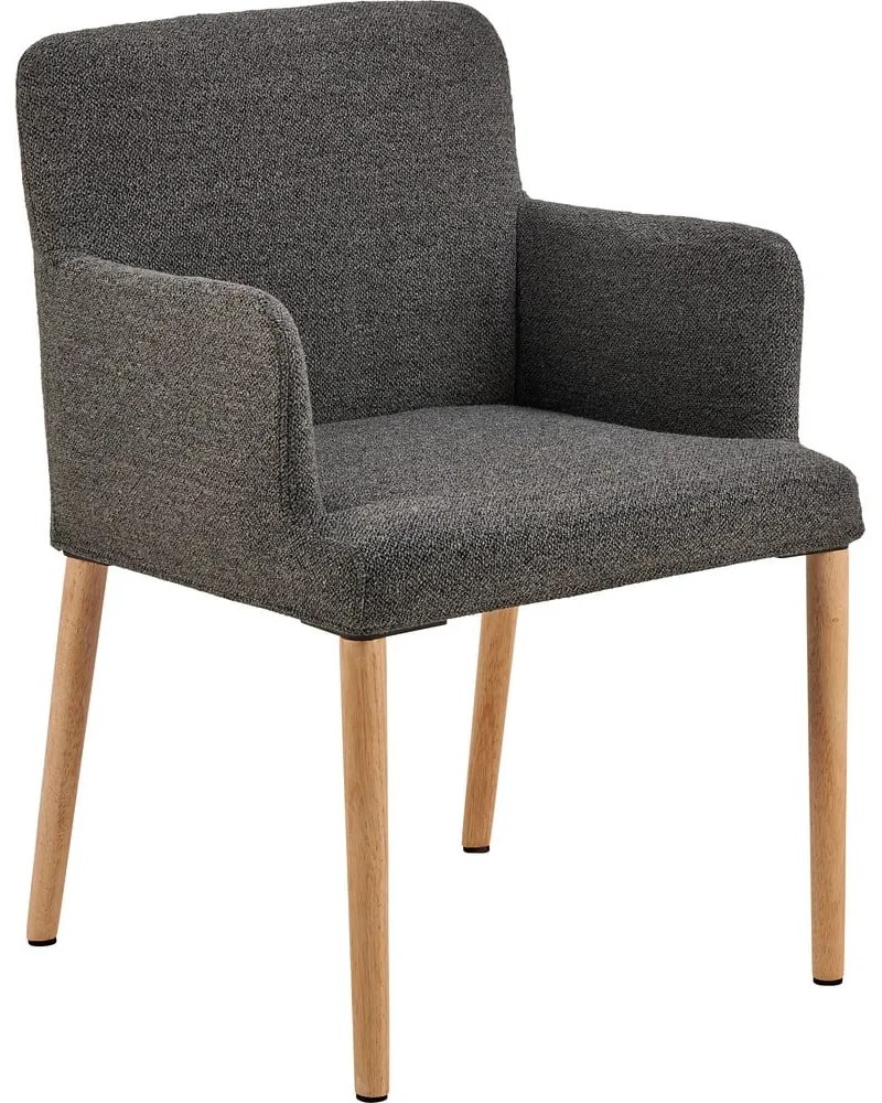 Scaun de sufragerie gri cu cotiere tapițat Zoe – Actona