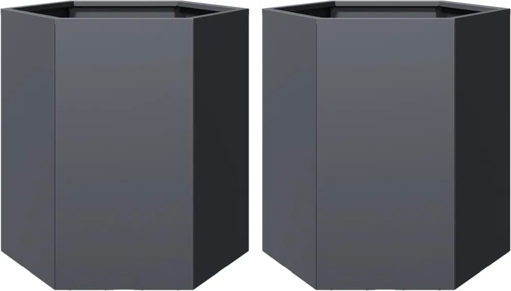 vidaXL Jardiniere grădină, 2 buc. antracit 46x40x45 cm oțel hexagonală