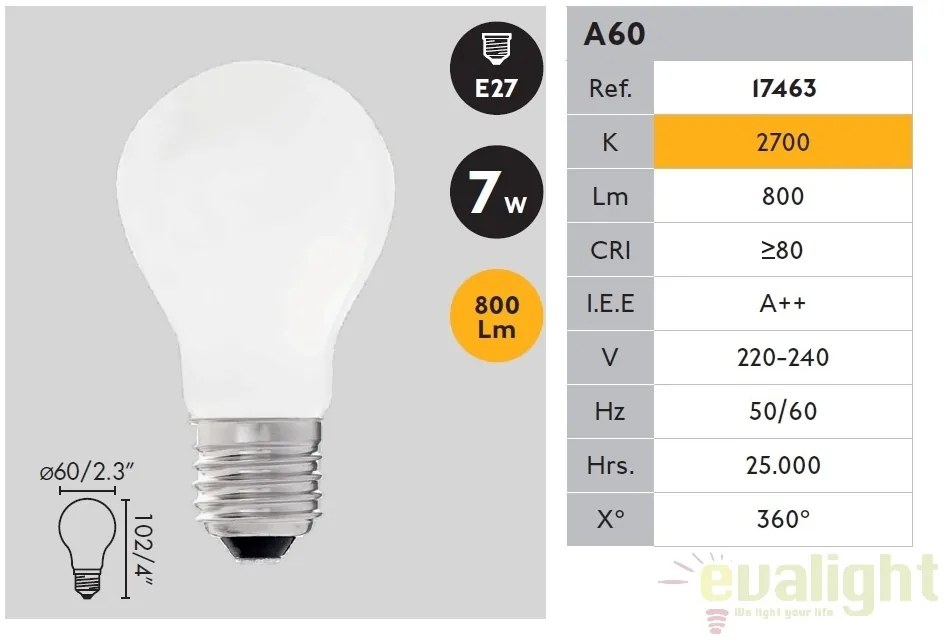 Bec LED STANDARD MATT E27 7W 2700K 17463