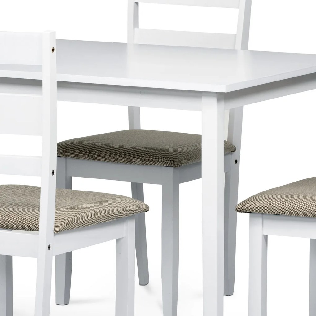 Set de sufragerie din lemn masiv cu 4 scaune,  120x 75 x 75 cm, alb