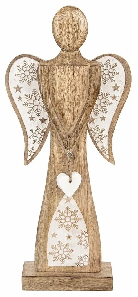 Decorațiune de Crăciun din lemn Orion Înger cuinimă , 45,5 cm