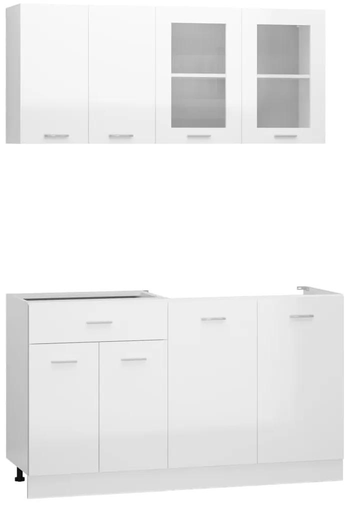 3067660 vidaXL Set dulapuri bucătărie, 4 piese, alb extralucios lemn prelucrat
