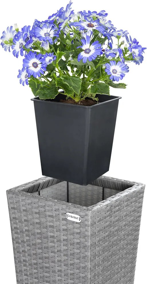 Set 3 x Ghiveci gradina Poliratan Gri