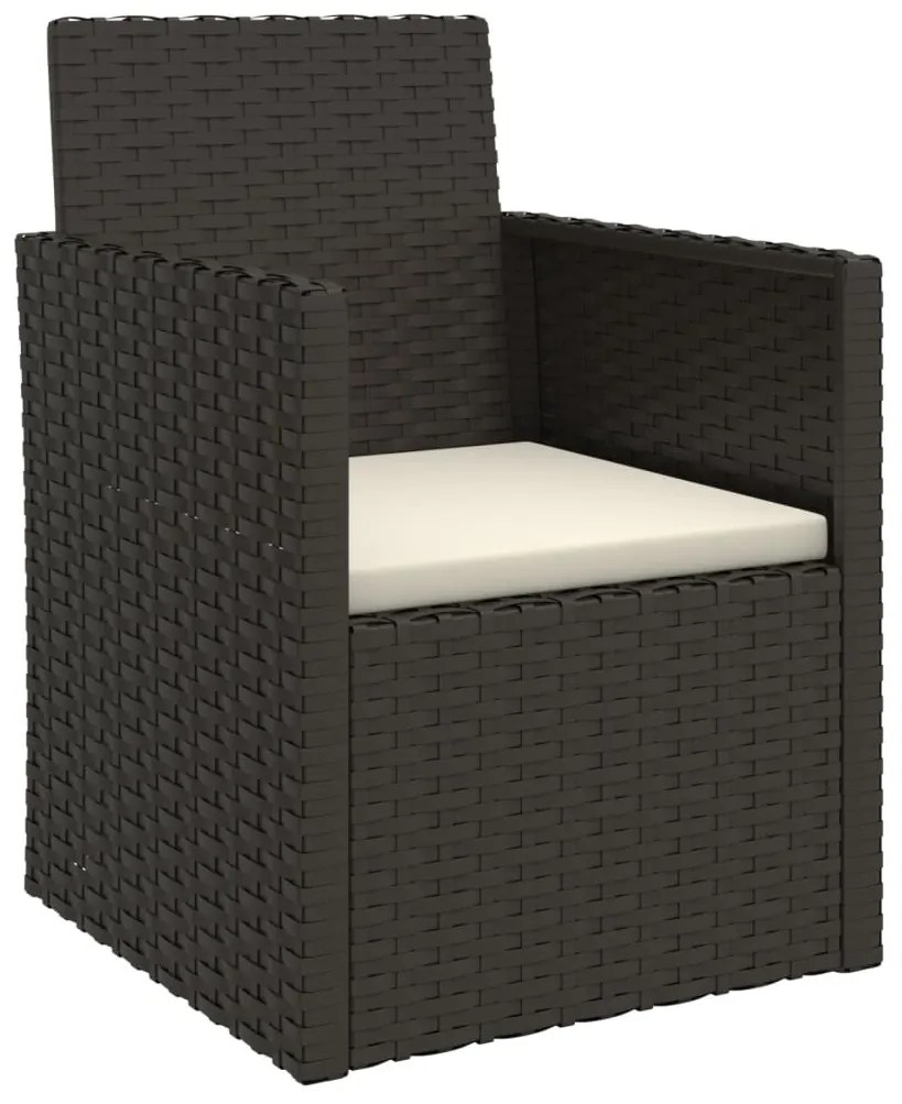 Set mobilier de exterior cu perne, 4 piese, negru, poliratan