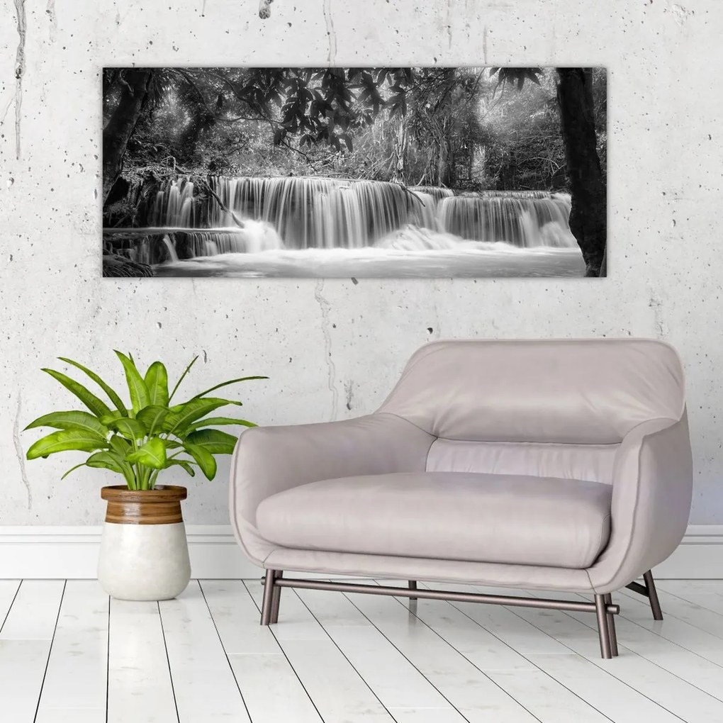 Tablou - Cascada alb-negru și alb (120x50 cm)
