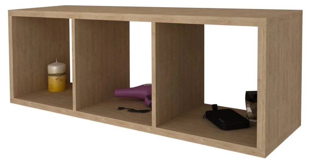 Etajera Lira, 3 Casete, 25mm, Lemn Natural, 113 x 40 x 30 cm