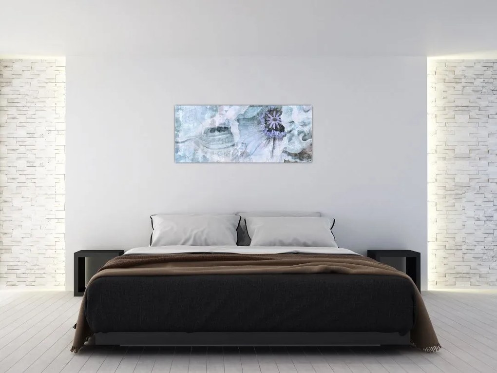 Tablou - Frescă florală pe un perete de cărămidă (120x50 cm)