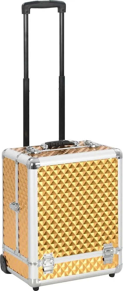 vidaXL Troler de cosmetice, auriu, 35 x 29 x 45 cm, aluminiu