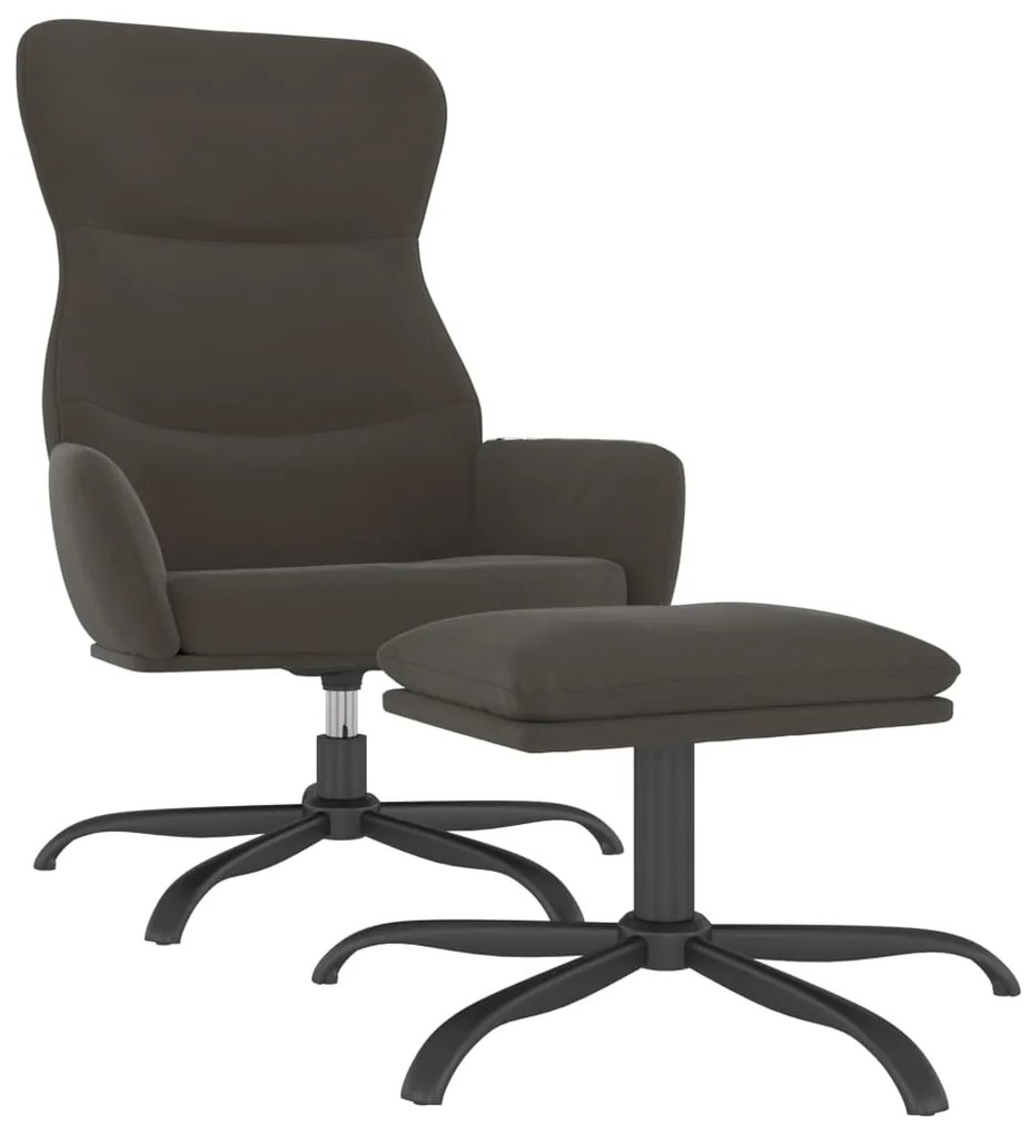 3097475 vidaXL Scaun de relaxare cu taburet, gri închis, țesătură microfibră