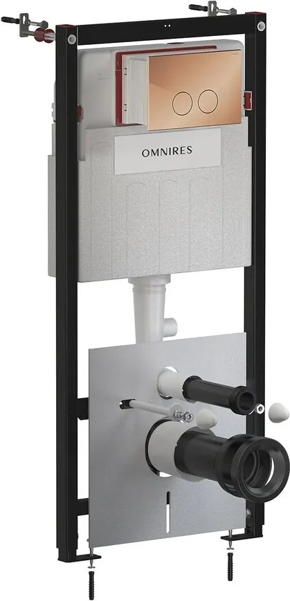 Set rezervor WC cu cadru Omnires StrongFrame si clapeta Minimal cupru lucios