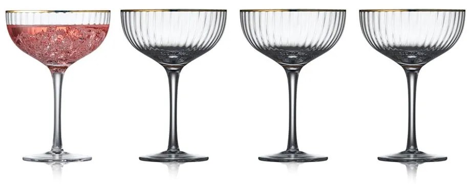 Set 4 pahare pentru cocktail Lyngby Glas Palermo, 315 ml, auriu