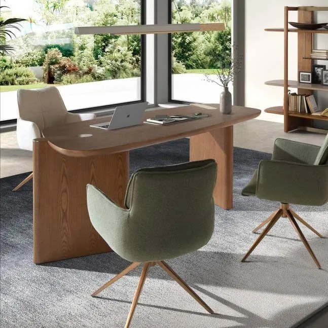 Birou modern din lemn furniruit Walnut
