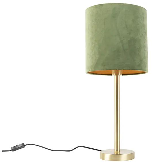 Lampă de masă botanică din alamă cu umbră verde 25 cm - Simplo