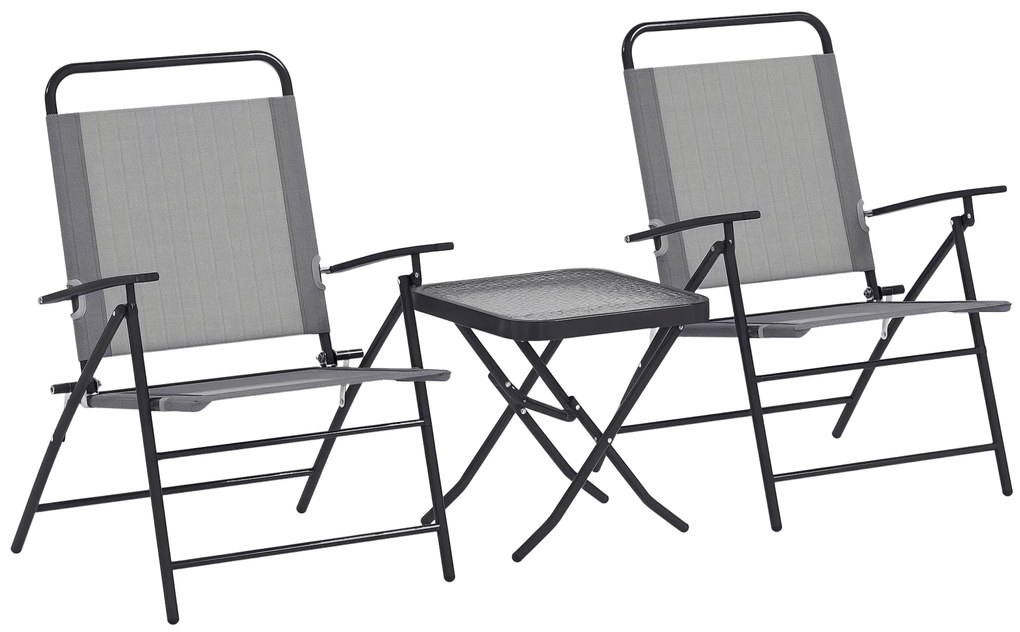 Outsunny Set Mobilier de Grădină din 3 Piese cu Scaune cu Spătar Reglabil și Masă, 64x70x87 cm, Gri | Aosom Romania