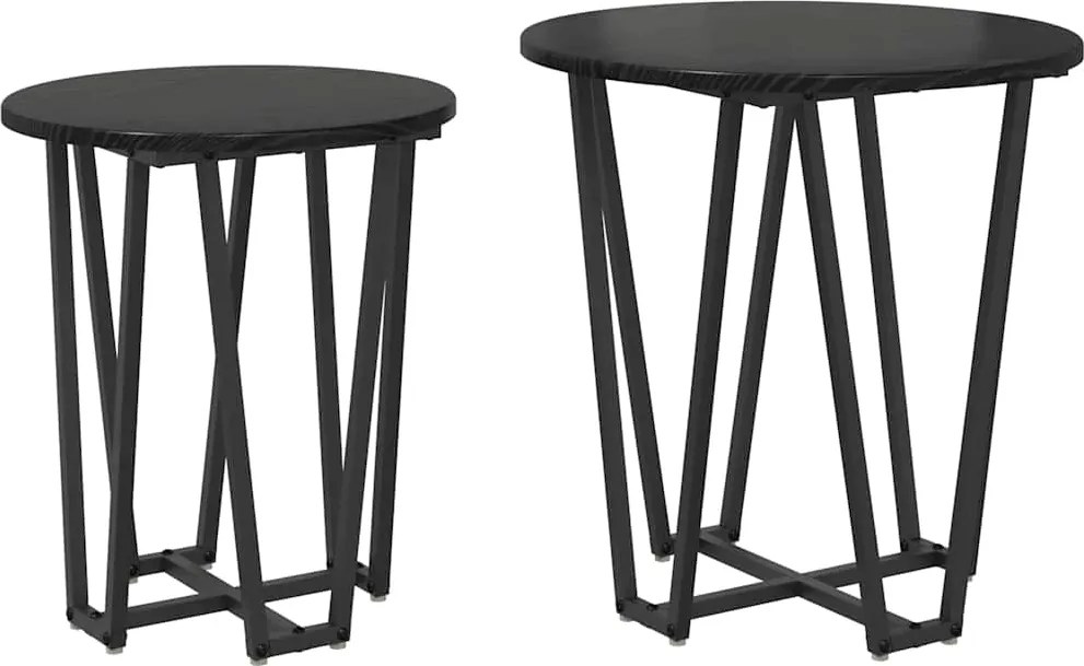 vidaXL Set măsuțe laterale 2 pcs Stejar Negru