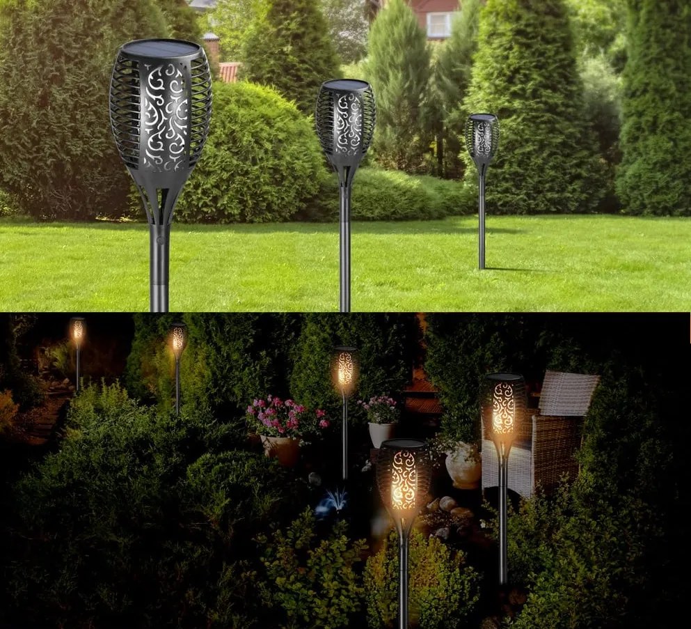 Monzana Lumină solară de grădină FIORE, 2 buc., 9,5x76,5cm, negru