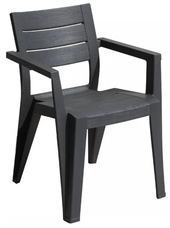 Scaun de grădină Julie din plastic cu cotiere, grafit