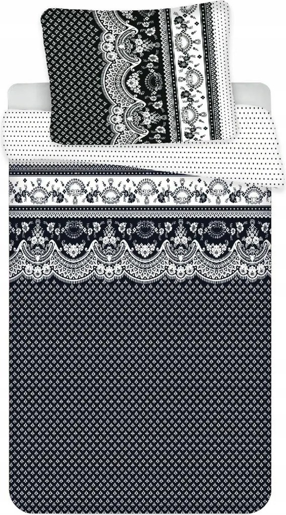 Lenjerie de pat din bumbac pentru 2 paturi CANZONE BLACK, negru Dimensiune lenjerie de pat: 2 buc 70 x 90 cm | 2 buc 140 x 200 cm